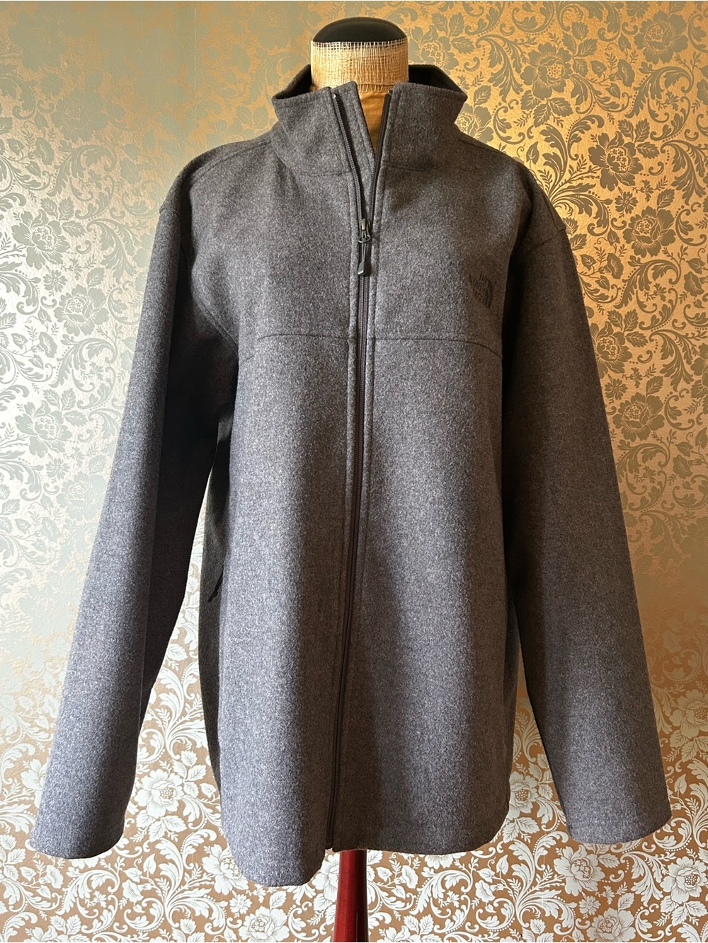 The North Face Clint Wool Blend Full Zip Jacket Grey Charcoal Men's Size XL